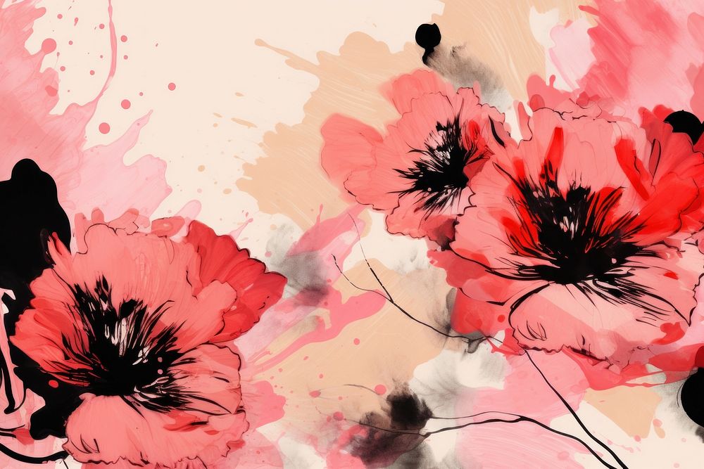 Peony flowers backgrounds abstract painting. 