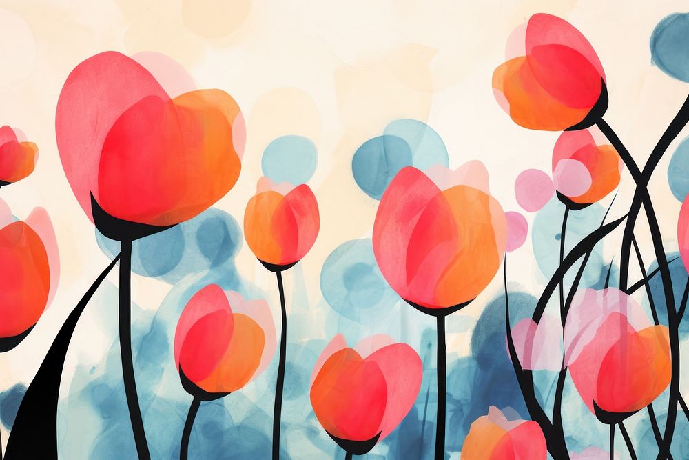 Tulips flowers backgrounds abstract painting. AI generated Image by rawpixel.