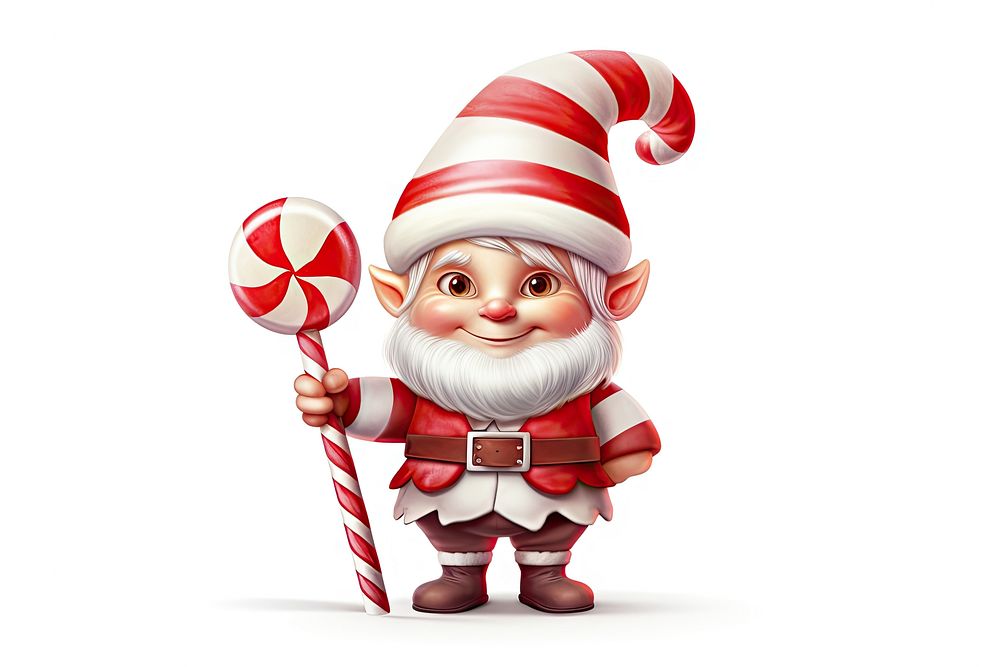 Gnome candy christmas white background. AI generated Image by rawpixel.