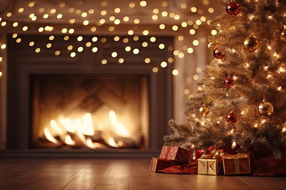 Christmas Tree fireplace christmas tree. Premium Photo rawpixel