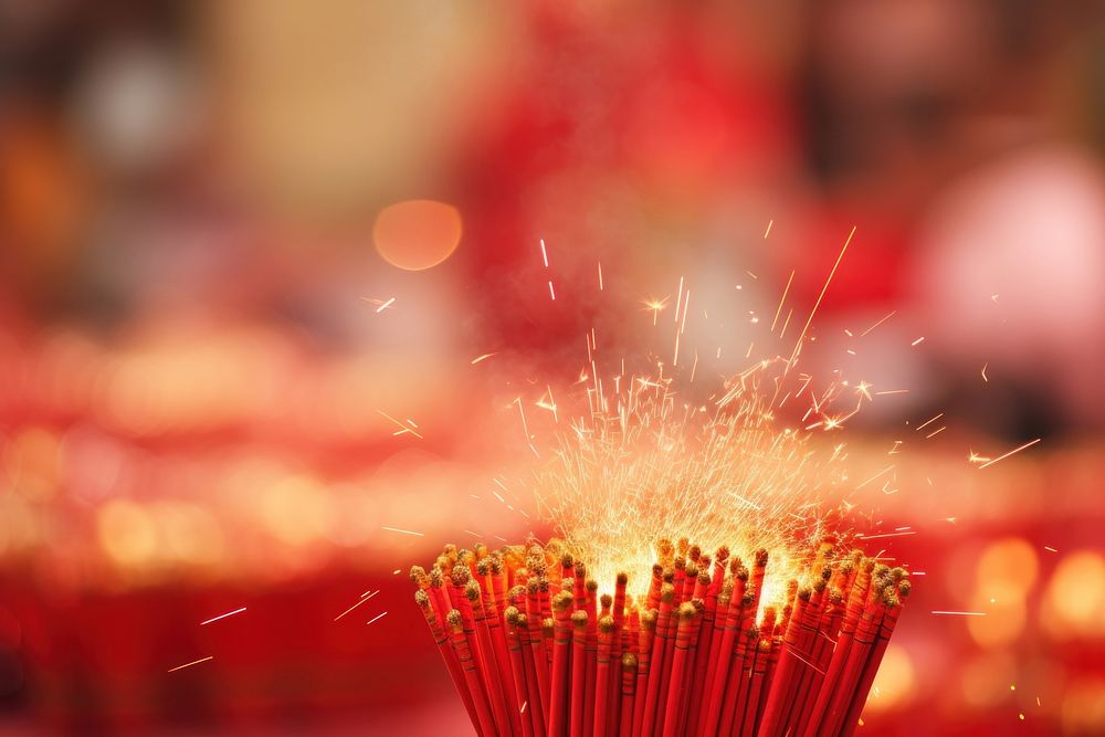 Chinese firecrackers fireworks incense red. AI generated Image by rawpixel.
