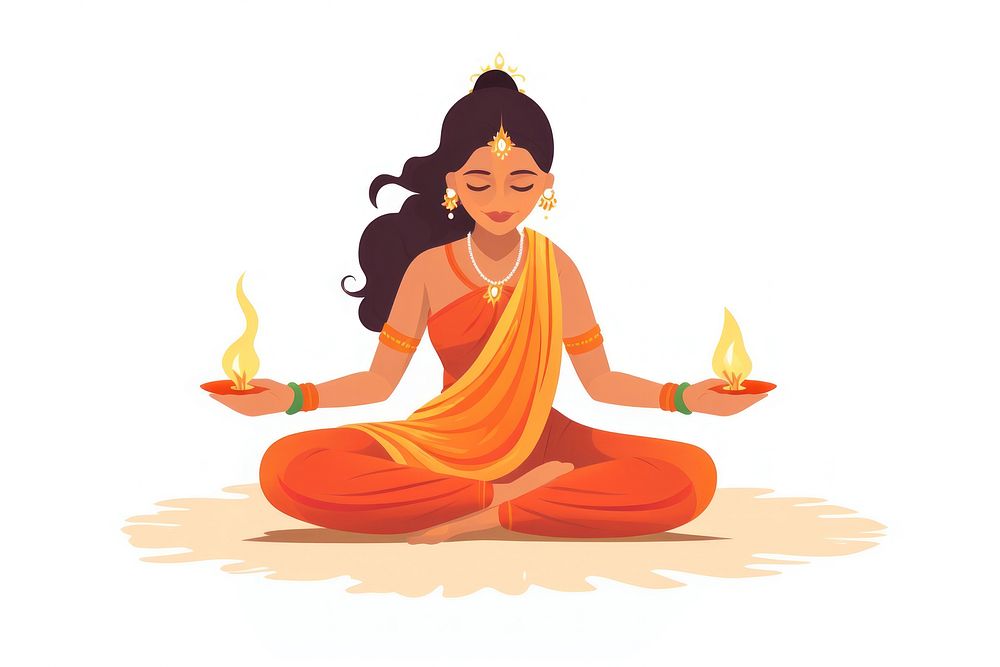 Diwali festival adult yoga cross-legged. AI generated Image by rawpixel.