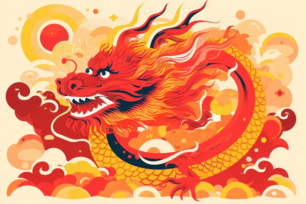 Red dragon chinese new year art representation creativity. AI generated Image by rawpixel.