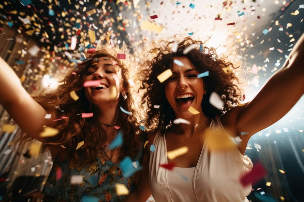 Celebrating confetti party adult. AI | Free Photo - rawpixel