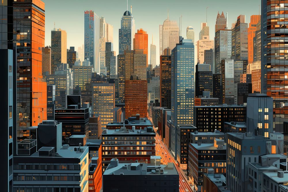 New york cityscape architecture downtown. AI generated Image by rawpixel.