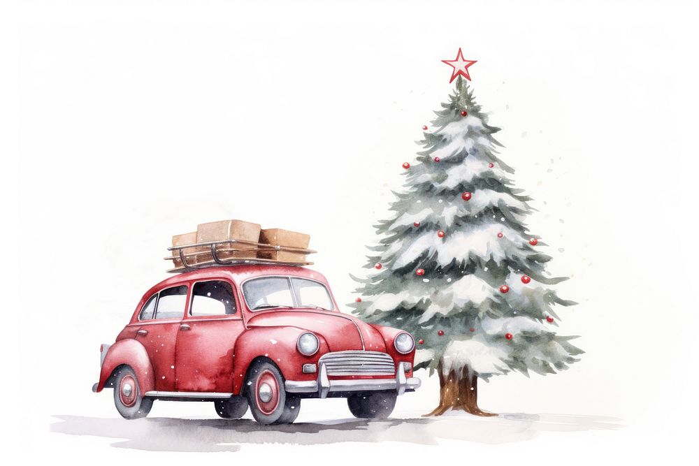 PNG Red car christmas tree vehicle. AI generated Image by rawpixel.