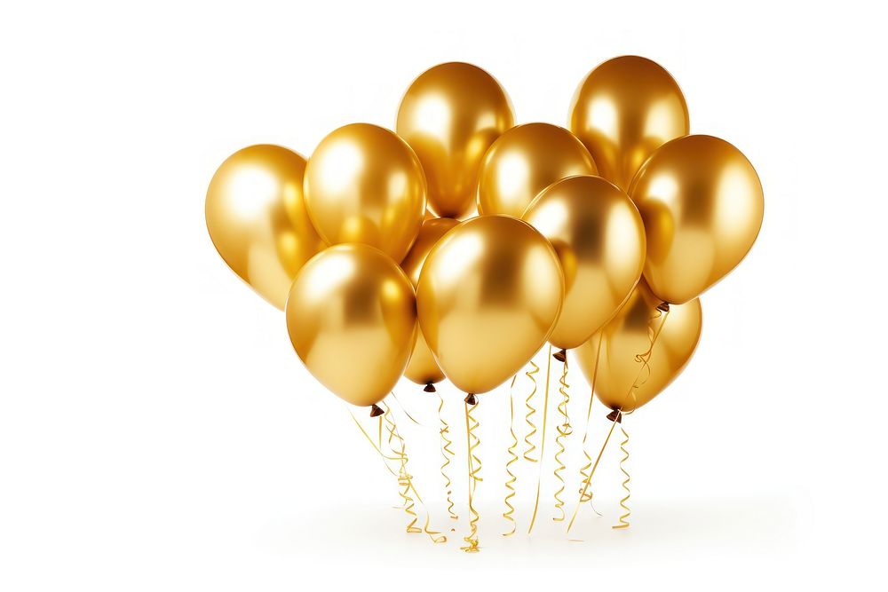 Golden foil balloons white background celebration anniversary. AI generated Image by rawpixel.
