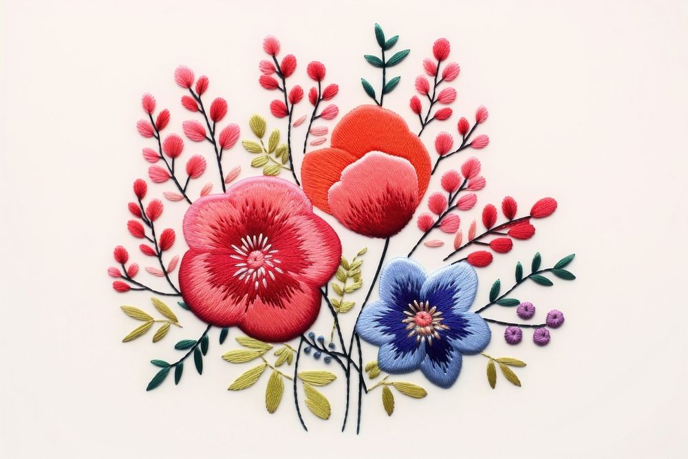 Embroidery flower pattern plant. AI generated Image by rawpixel.