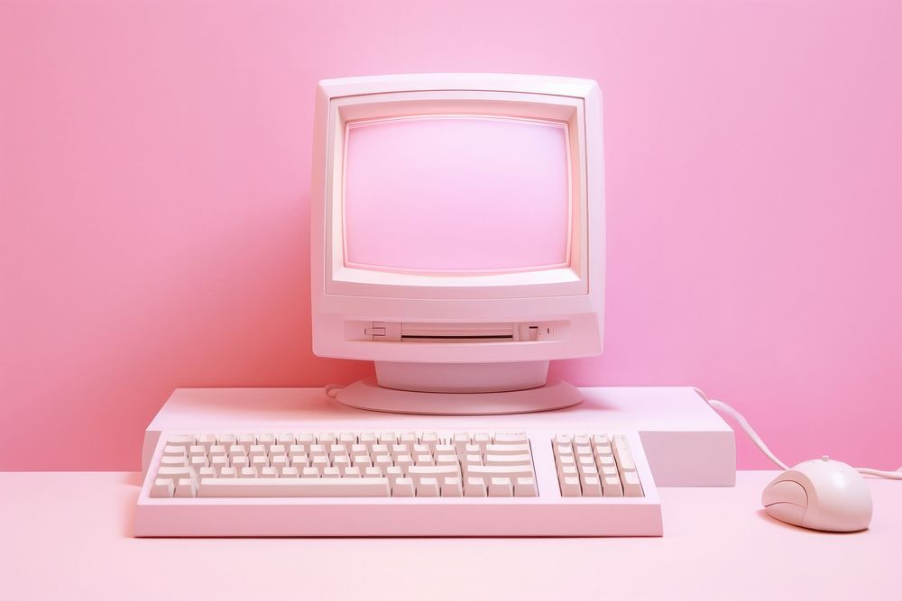 Pink computer and keyboard. AI generated Image by rawpixel.