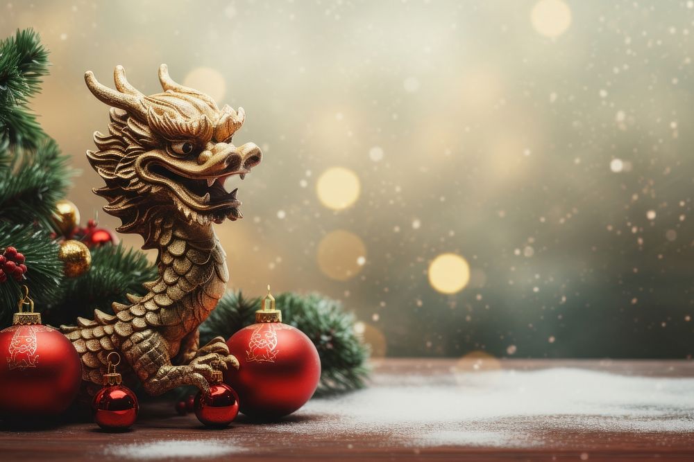 Christmas dragon nature representation. AI generated Image by rawpixel.