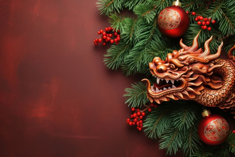 Christmas dragon chinese dragon representation. AI generated Image by rawpixel.