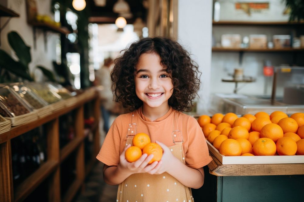 Fruit street shop standing holding orange. AI generated Image by rawpixel.