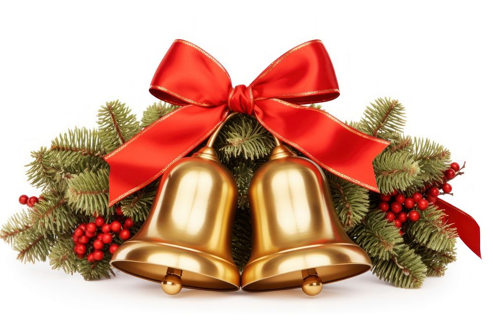 Bell christmas ribbon gold. AI generated Image by rawpixel.