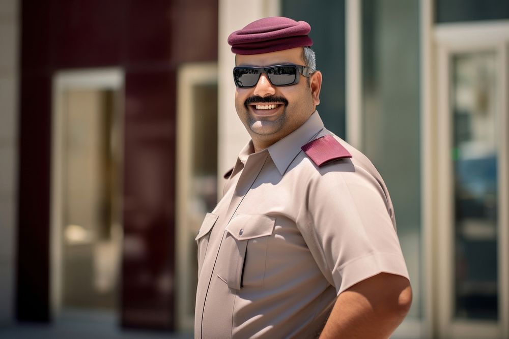 Qatar arab security officer man adult architecture sunglasses. AI generated Image by rawpixel.