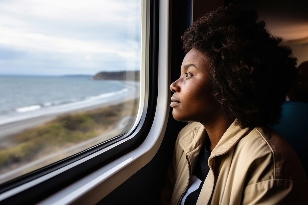 African American woman portrait looking window. AI generated Image by rawpixel.