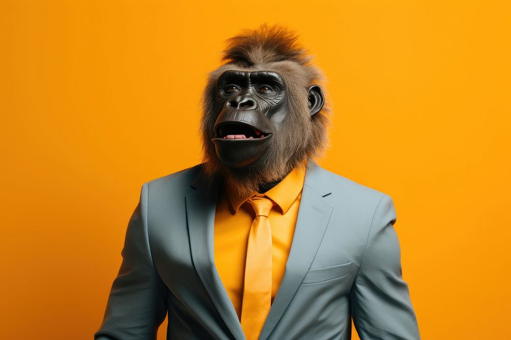 Gorilla wildlife portrait mammal. AI generated Image by rawpixel.