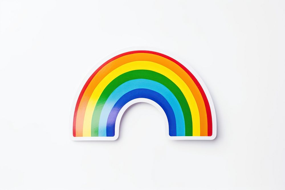 Rainbow sticker symbol logo white background. AI generated Image by rawpixel.