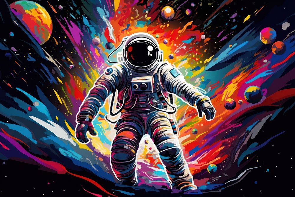 Astronaut space art illuminated. AI generated Image by rawpixel.
