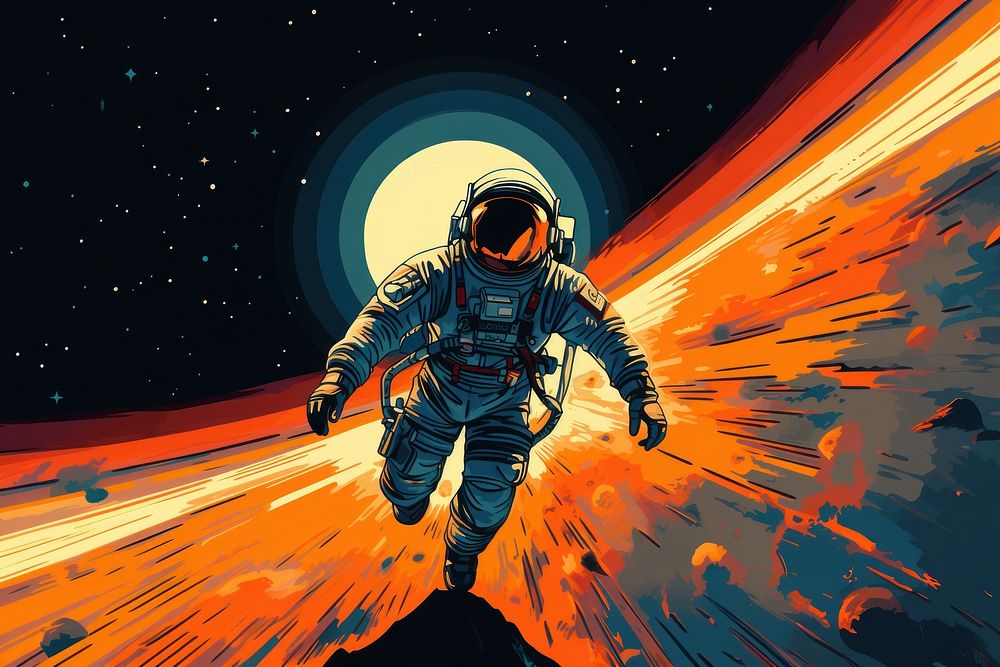 Astronaut space illuminated futuristic. AI generated Image by rawpixel.