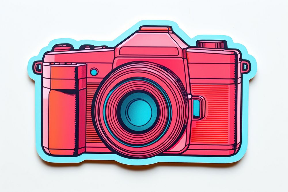 Camera sticker white background photographing electronics. AI generated Image by rawpixel.