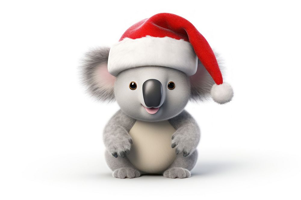 Christmas hat koala mammal plush. AI generated Image by rawpixel.