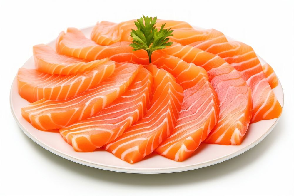Salmon sashimi plate seafood slice. AI generated Image by rawpixel.