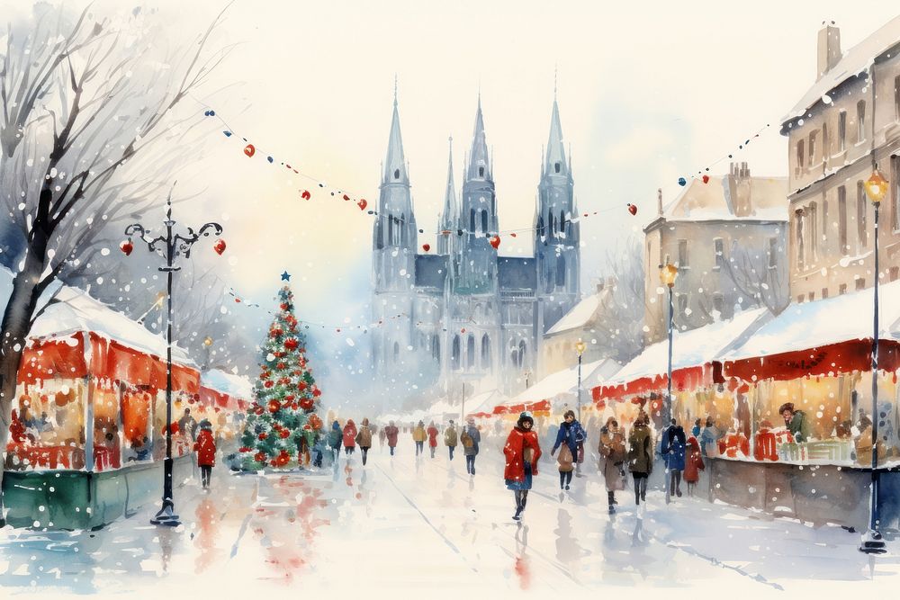 Christmas market celebration outdoors city. AI generated Image by rawpixel.