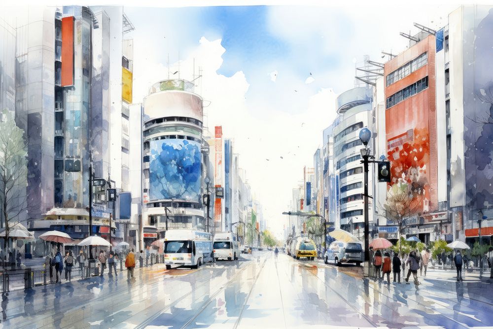 Shibuya district metropolis outdoors vehicle. AI generated Image by rawpixel.