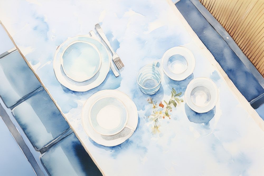 Morning table furniture painting setting. AI generated Image by rawpixel.