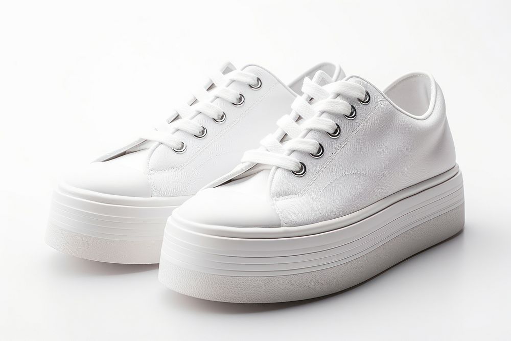 White sneakers shoe footwear clothing. AI generated Image by rawpixel.