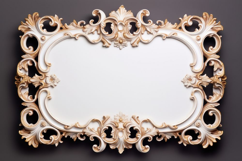 Rectangle Rococo rectangle frame white. AI generated Image by rawpixel.