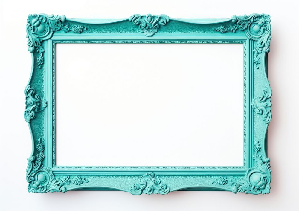 Turquoise frame turquoise white background rectangle. AI generated Image by rawpixel.