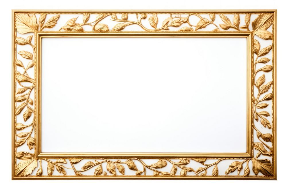 Botanical gold frame vintage backgrounds white background rectangle. AI generated Image by rawpixel.