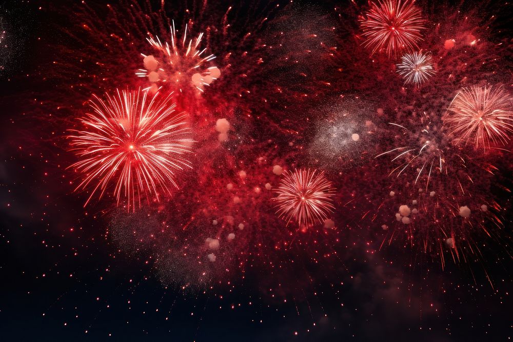 Colorful red fireworks night outdoors sky. AI generated Image by rawpixel.