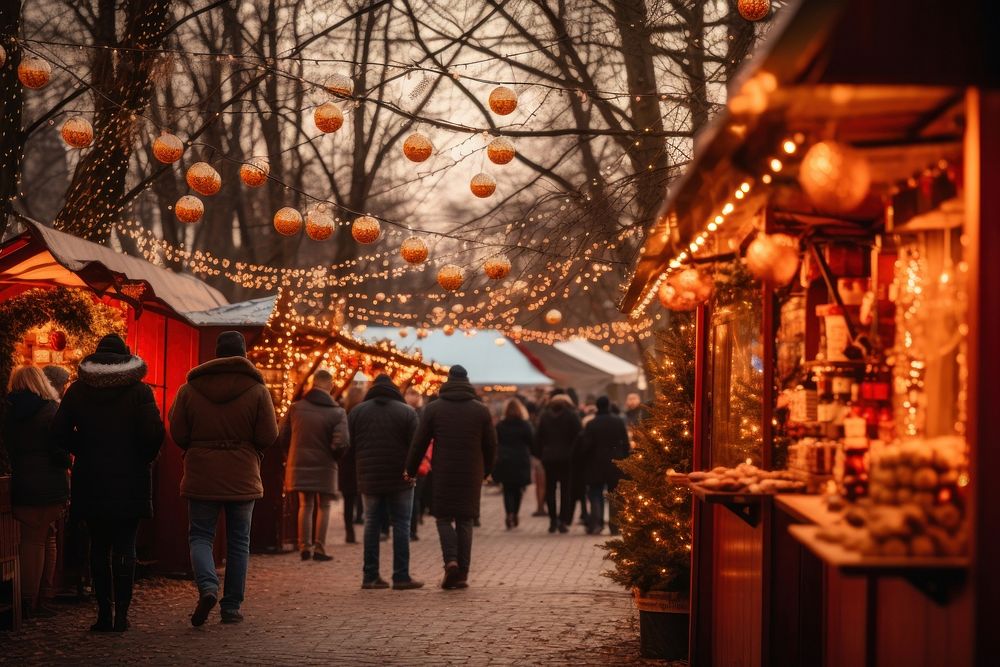 Christmas market festival adult architecture. AI generated Image by rawpixel.