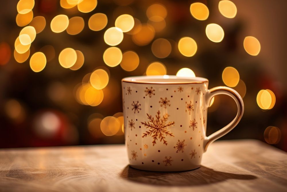 Christmas themed mug coffee light drink. AI generated Image by rawpixel.