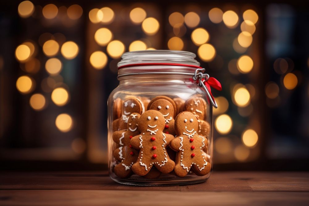 Gingerbread man cookies christmas food jar. AI generated Image by rawpixel.