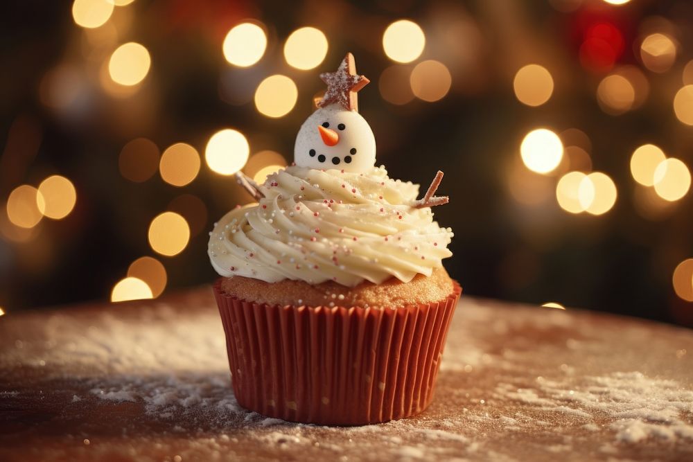 Snowman cupcake christmas dessert winter. AI generated Image by rawpixel.