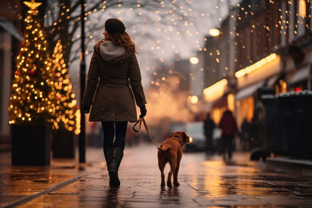 Dog christmas walking mammal. AI generated Image by rawpixel.