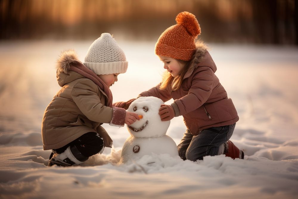 Snowman outdoors winter child. AI generated Image by rawpixel.