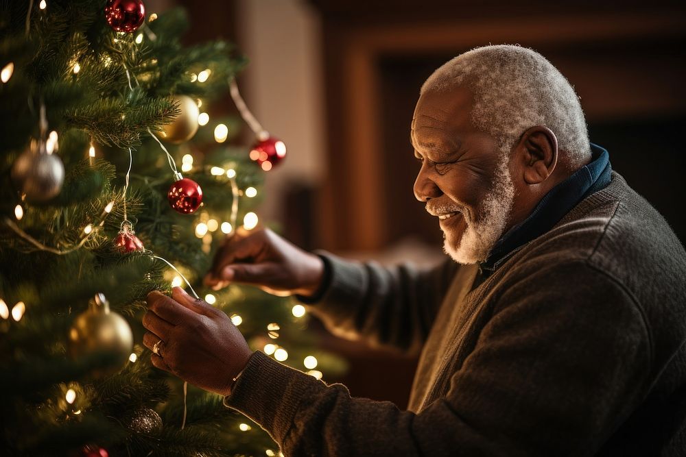 Christmas tree adult man anticipation. AI generated Image by rawpixel.