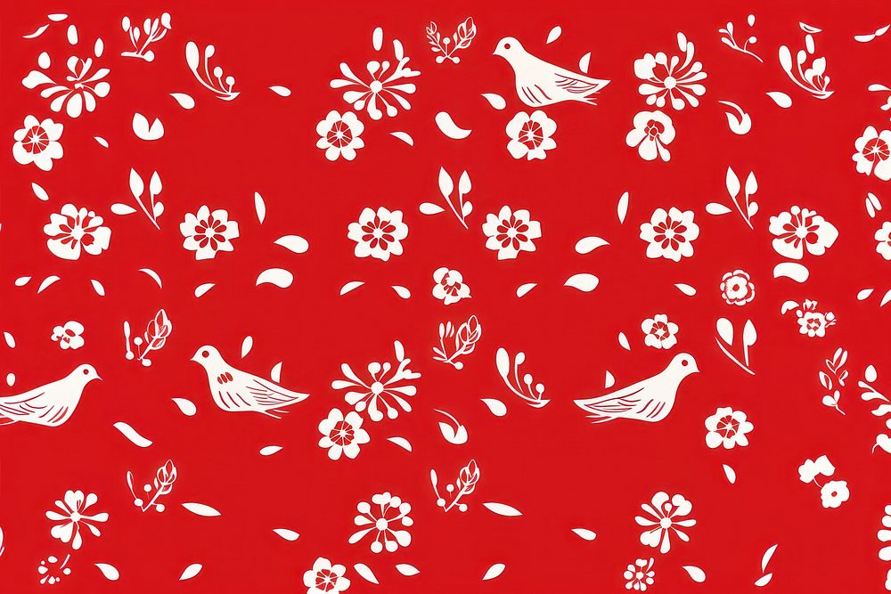 Bird pattern backgrounds red. AI generated Image by rawpixel.