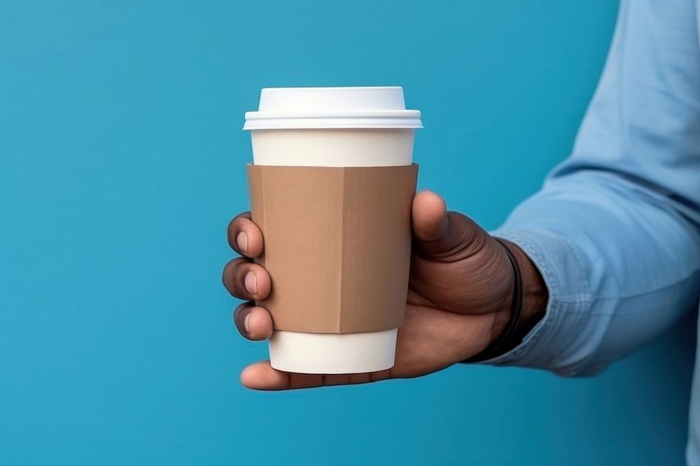 White coffee cups holding drink hand. AI generated Image by rawpixel.