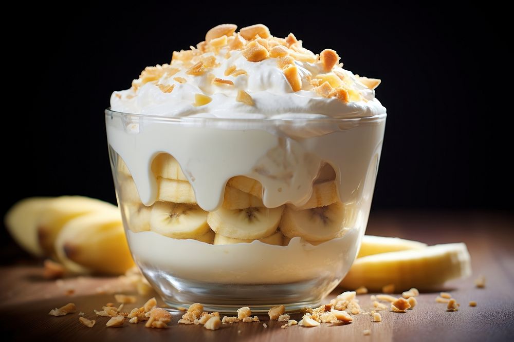 Banana pudding dessert sundae cream. AI generated Image by rawpixel.