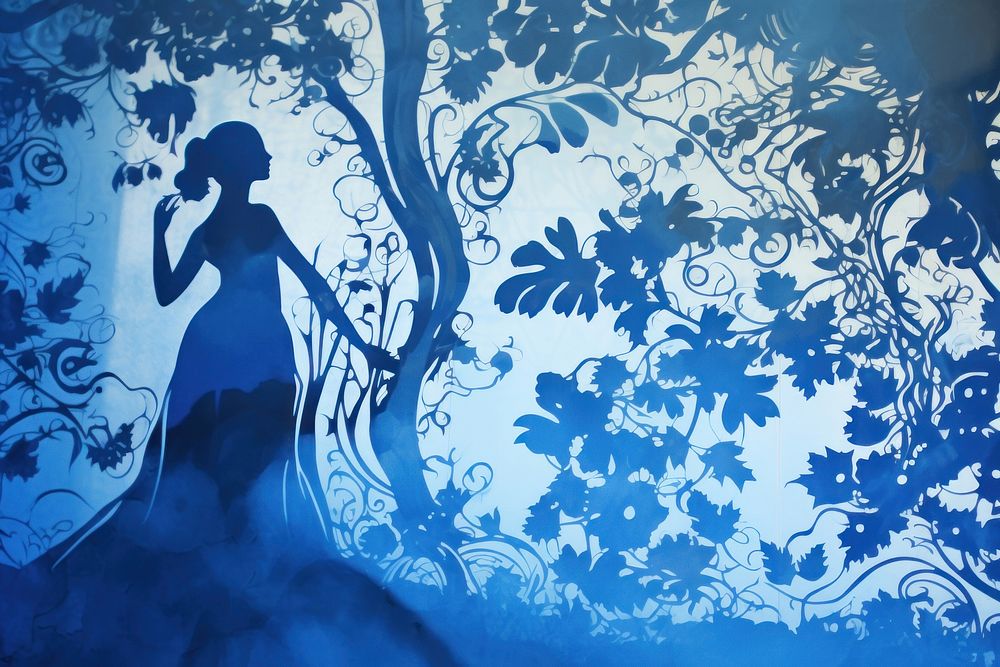 Silhouette painting outdoors pattern. AI generated Image by rawpixel.