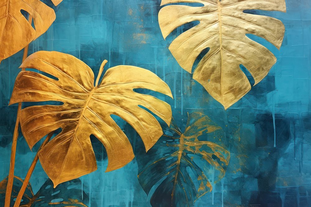 Monstera painting art backgrounds. AI generated Image by rawpixel.