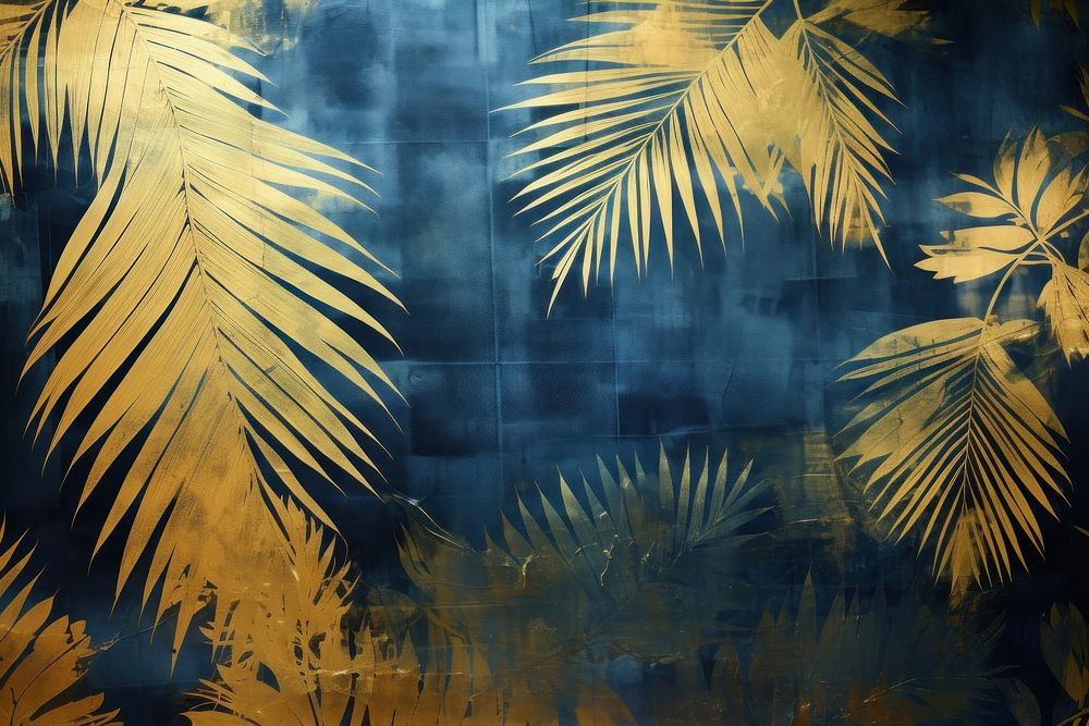 Palm leaves backgrounds painting nature. AI generated Image by rawpixel.