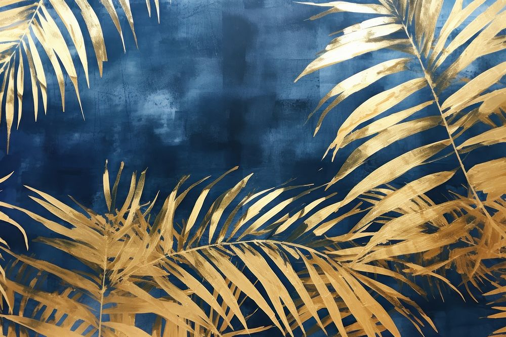 Palm leaves backgrounds outdoors painting. AI generated Image by rawpixel.