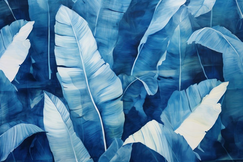 Banana leaf backgrounds blue art. AI generated Image by rawpixel.