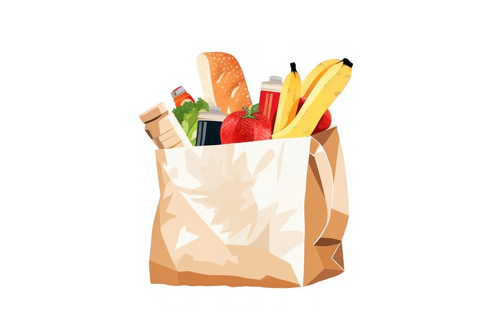 Grocery bag white background container freshness. AI generated Image by rawpixel.
